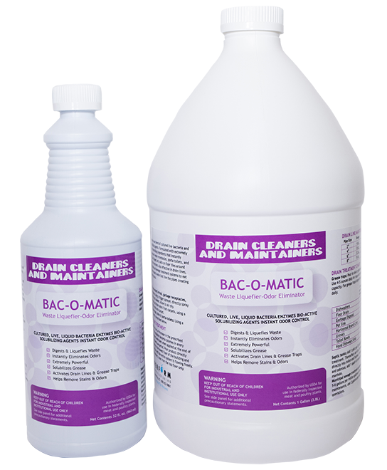 drain cleaners and maintainers - bac-o-matic - waste liquefier odor eliminator